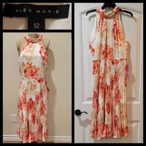 🆕️Alex Marie Marielle Halter Garden Bouquet Pleat Dress 12